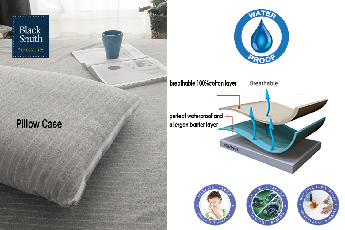 Black Smith -Grey -Waterproof Protector II Pillow Case (2pcs/4pcs)