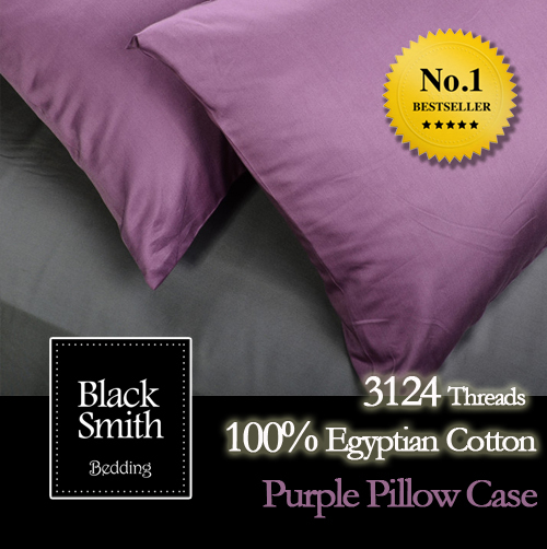 Black Smith - Purple 3124 Threads Egyptian Cotton Pillow Case(2pcs)(two sides same color)