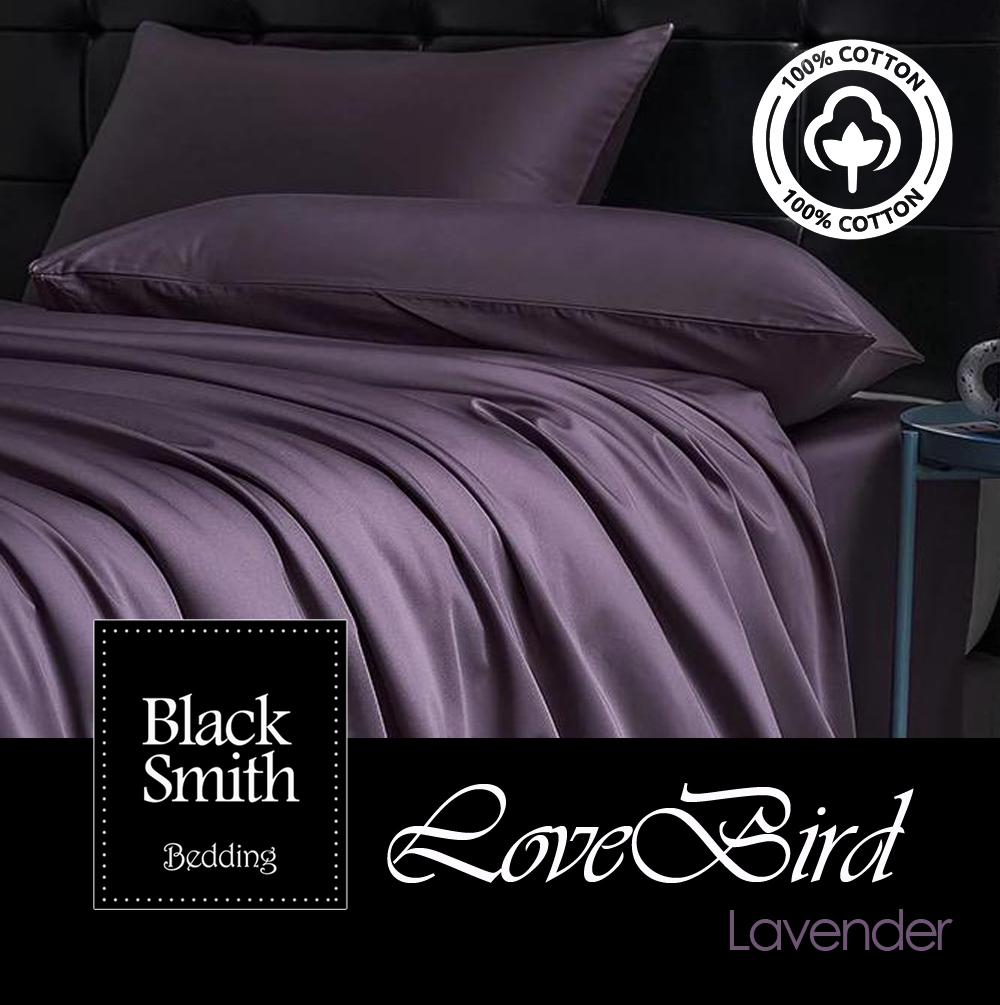 Black Smith - 3124 Threads Egyptian Lovebird Bedding Set(Lavender_Single/Double/Queen/King)