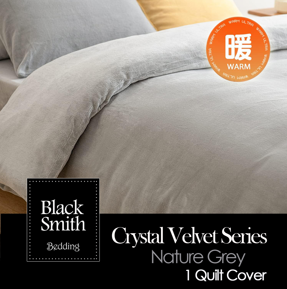Black Smith Crystal Velvet Quick Warmth Quilt Cover(Nature Grey)