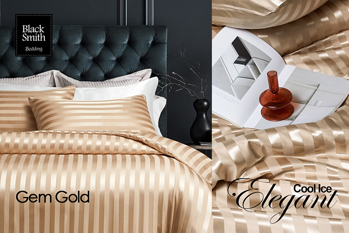 Black Smith -Gem Gold 2870 Threads Cool Ice Elegant Bedding Set(Single/Double/Queen/King)