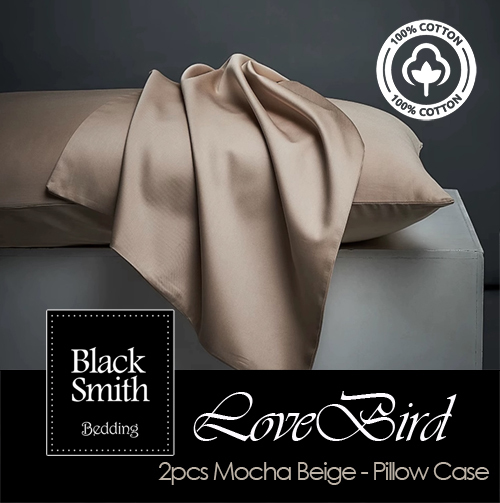 Black Smith - 3124 Threads Egyptian Lovebird Pillowcases (Mocha Beige_2pcs)