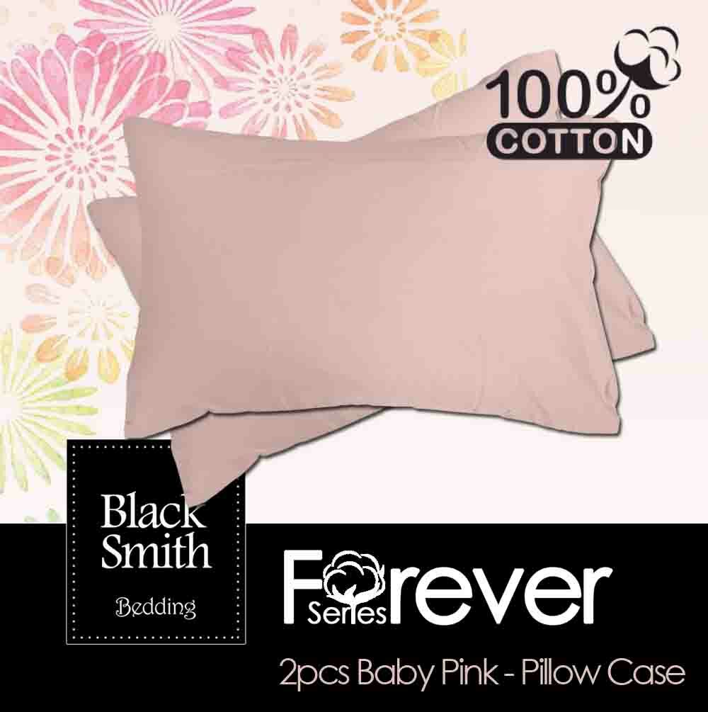 Black Smith 100% Cotton Forever Series Pillow Case (Baby Pink_2pcs)