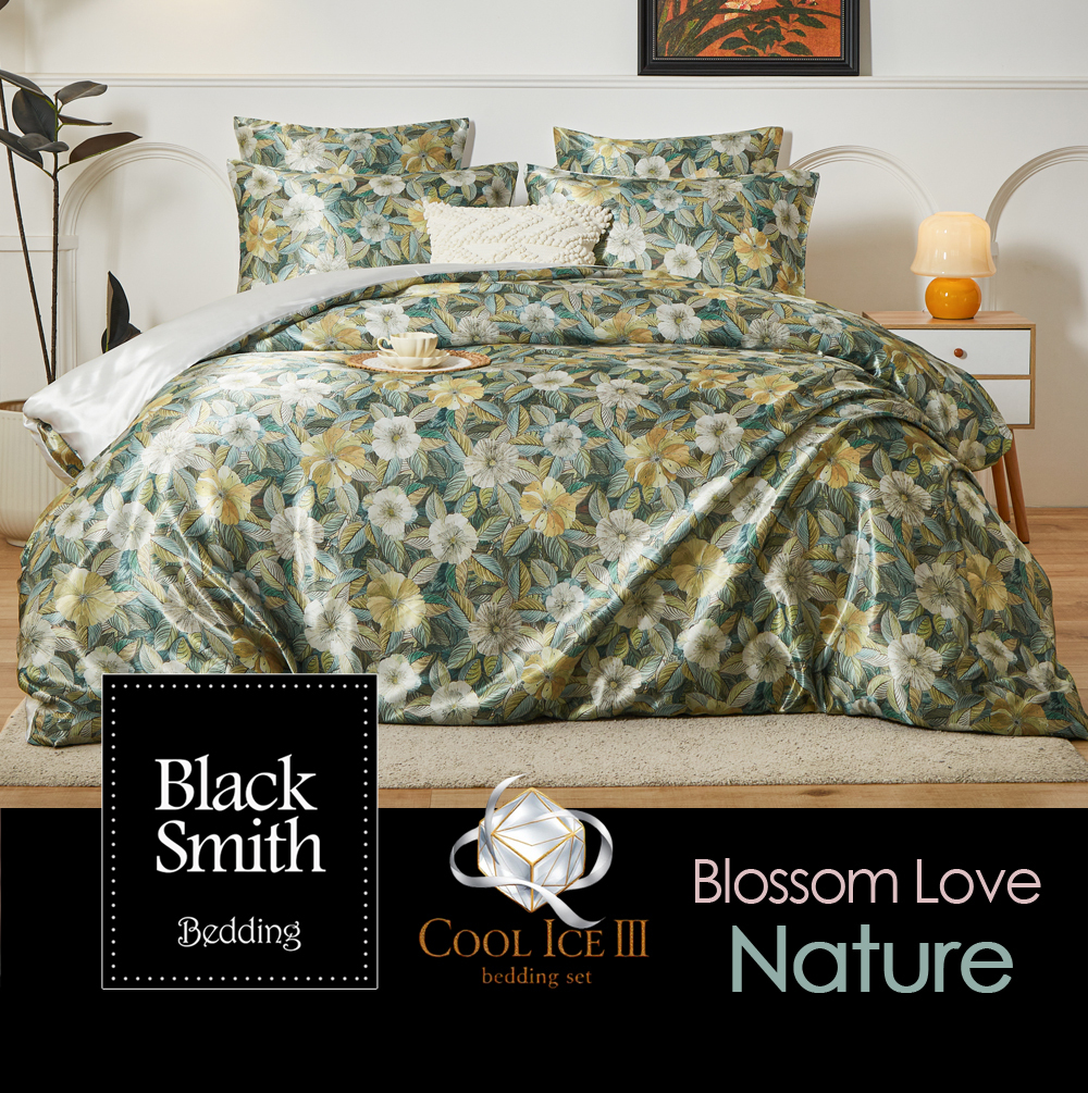 Black Smith 2901 Threads Cool Ice III Blossom Love Series Double Face Bedding Set_Nature
