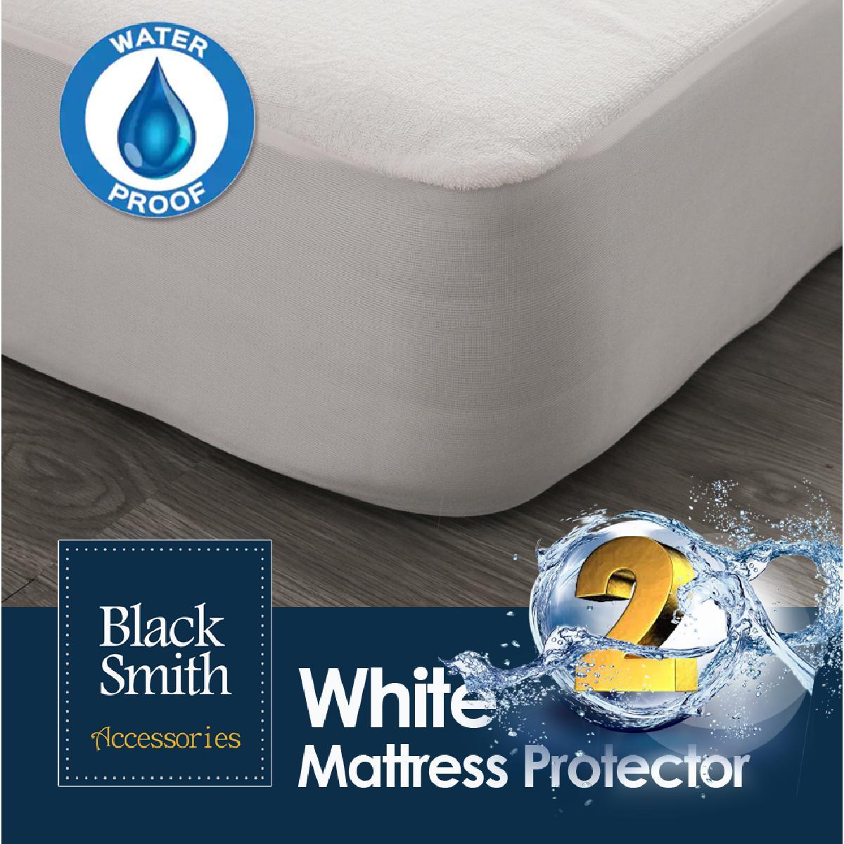 Black Smith -White -Waterproof Protector II Mattress Cover (Single/Double/Double Full/Queen/King)